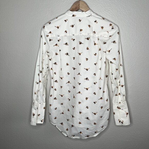 Victoria Beckham For Target XS Bee Print White Button-Up Cotton Shirt - Picture 8 of 11